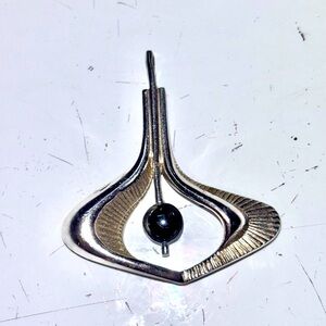 Stainless‎ Steel Sarah Coventry Silver and Gold Brooch with Black Accent